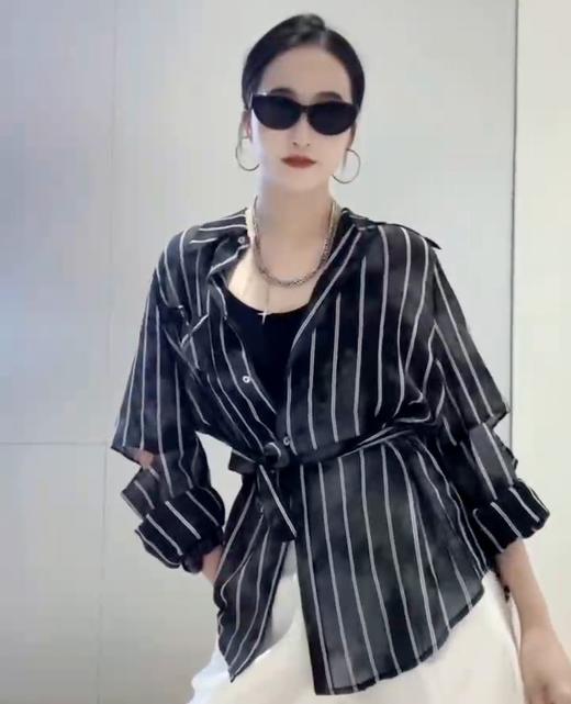 NC流行花色条纹长袖衬衫50504（黑）夏季 152550110321 商品图2