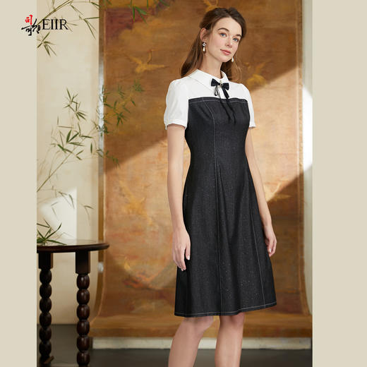 司歌黑白弹力假两件连衣裙短袖A911180X 商品图3