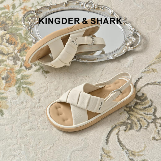 经典鲨2025年夏季新品露趾后空舒适平底日常通勤休闲凉鞋女KW313-529081 商品图0