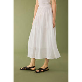 【风之褶皱】白色苎麻半身裙女夏季高腰显瘦气质百褶裙子