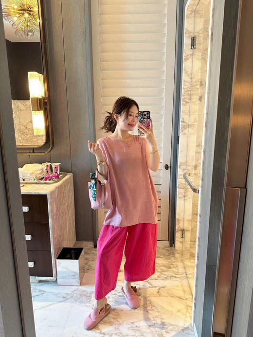 梅子色苎麻裤（锁 商品图1