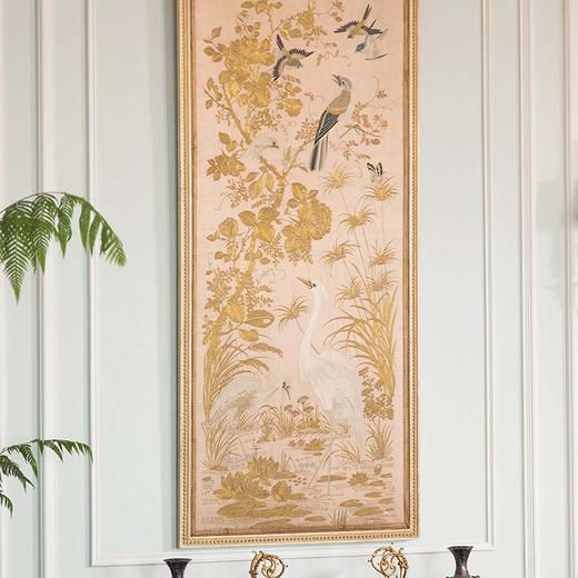 【已售】独角鹿西洋古董 19世纪中国清代出品「水岸白鹭」传统东方花鸟主题粤绣挂屏 商品图2