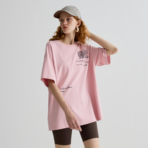 谜底T恤短袖女2025夏季新品休闲日常百搭绣花宽松上衣252MT0693 商品图0