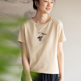 牧衣游原创 汉麻棉印花T恤短袖 限量福利款 莺莺【不支持会员折】