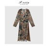 【绚烂夏花】度假风复古印花V领长袖连衣裙 W-62915 商品缩略图1