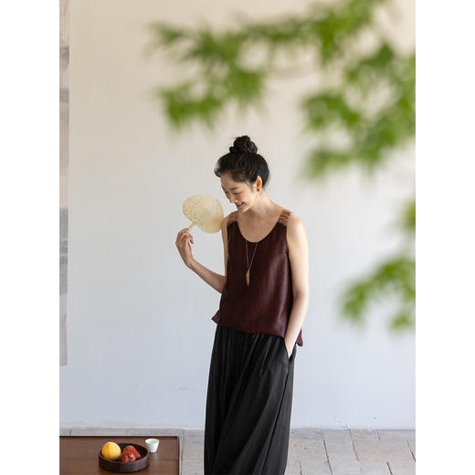 牧衣游原创 19姆米薯莨染香云纱毛织马夹设计感无袖上衣 悠然步履 商品图1