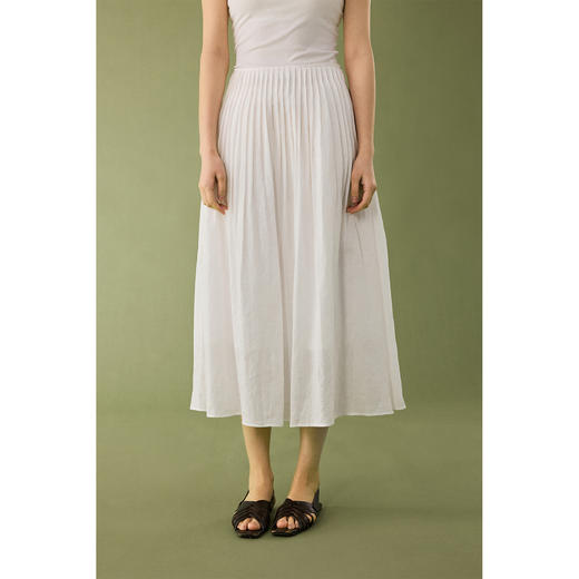 【风之褶皱】白色苎麻半身裙女夏季高腰显瘦气质百褶裙子 商品图4