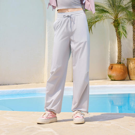 半身缘女裤 夏季轻薄透气可调整抽绳中直筒工装裤252102P17802833 商品图2