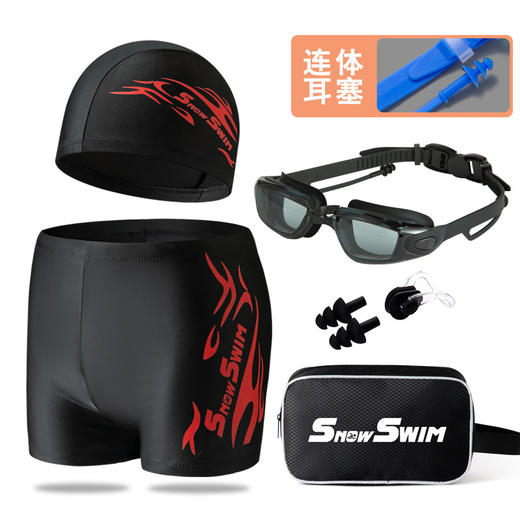 【畅游无束，型男必备】🏊‍♂️大码宽松泳裤套装🔥时尚设计+超弹面料，温泉游泳两不误！泳镜泳帽全配齐，轻松开启水上魅力之旅✨泳裤男平角男士温泉裤大码宽松游泳裤  男款时尚泳镜泳帽套装备 商品图12