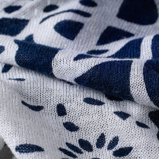 【林栖设计小店】【现货】桑蚕丝混纺毛织外套蓝印花纹复古百搭2025夏季新款卫衣女1952528 商品图3