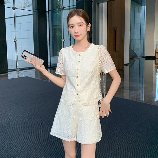 【清仓超15天不保价】奢姿大码女装2025夏季名媛气质小香风镂空两件套胖妹妹时尚套装9952953287【1】 商品图4