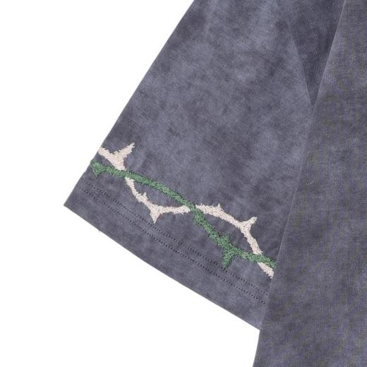 T3594夏季高级感新款男士街头嘻哈领口刺绣荆棘圆领短袖T恤百搭上衣 商品图4