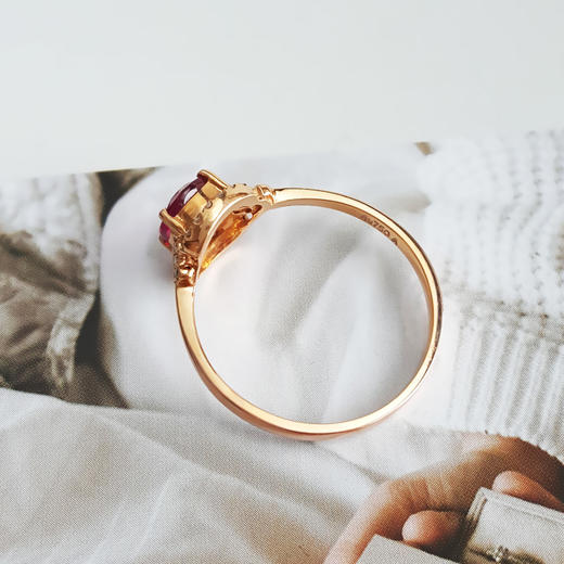 【天然正品】AU750玫瑰金镶钻镶天然约1克拉卢比来碧玺戒指14号（戒圈可改）女士现售价：2380！080425AH26 商品图5