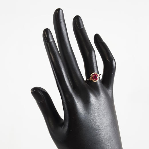 【天然正品】AU750玫瑰金镶钻镶天然约1克拉卢比来碧玺戒指14号（戒圈可改）女士现售价：2380！080425AH26 商品图8