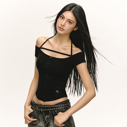 Ariseism  美式复古辣妹修身设计感短袖T恤女夏季新款显瘦上衣 商品图3