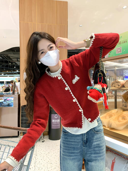 <曾小咸推荐>现货秒杀 ！微信超特价！撞色毛织短款开衫 日常189.99/件 立减100 秒杀89.99/件！！ 商品图11