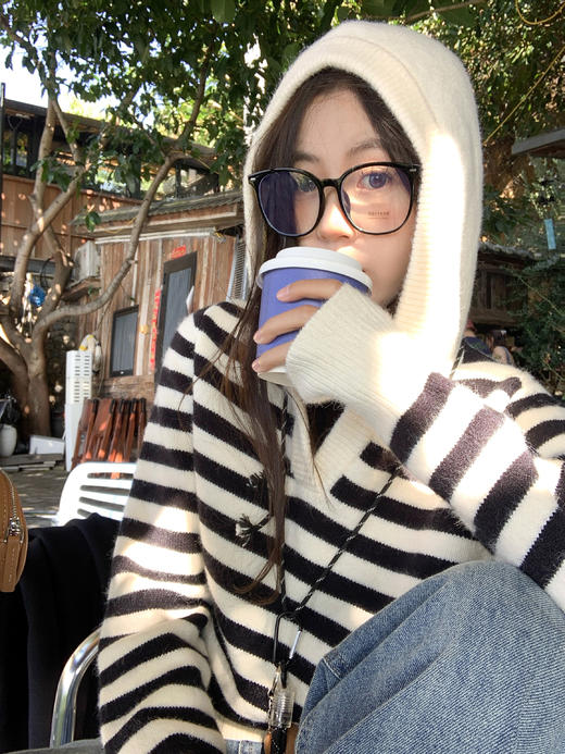 <曾小咸推荐>现货秒杀 ！微信超特价！ 条纹连帽毛衣 日常169.99 立减80 秒杀89.99！！ 商品图11