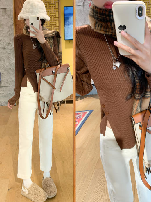 <曾小咸推荐>2色下摆开叉打底针织衫 日常129.99/件 立减70 秒杀59.99/件！！ 商品图3