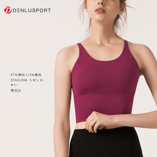 DENLUS新品性感细带美背运动内衣防震跑步速干聚拢吊带瑜伽文胸  DY66186 商品图14
