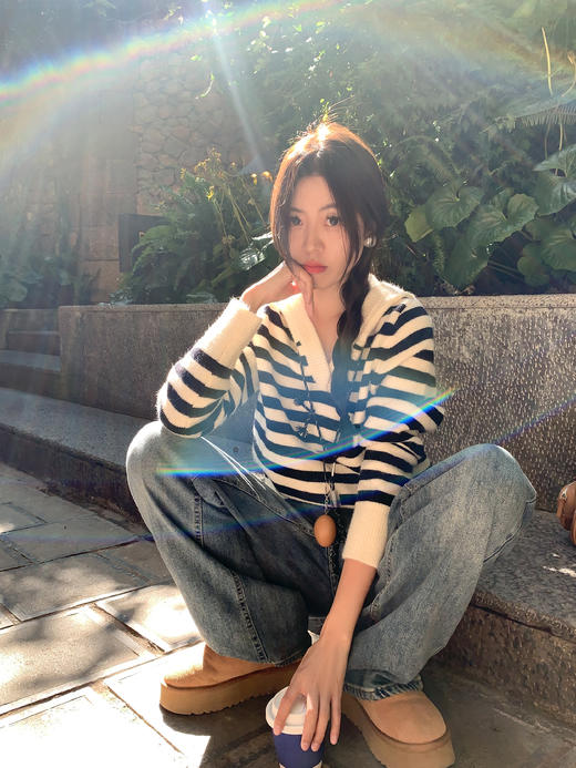 <曾小咸推荐>现货秒杀 ！微信超特价！ 条纹连帽毛衣 日常169.99 立减80 秒杀89.99！！ 商品图10