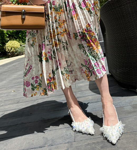 Westory2025年夏季凤羽花包头高跟空凉鞋宴会后空单鞋W25AH59381 商品图4