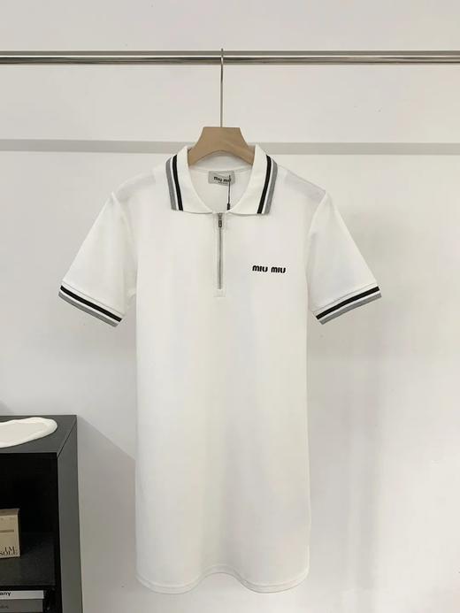 miumi*明星同款复古刺绣纯棉精梳撞色翻领连衣裙 商品图5