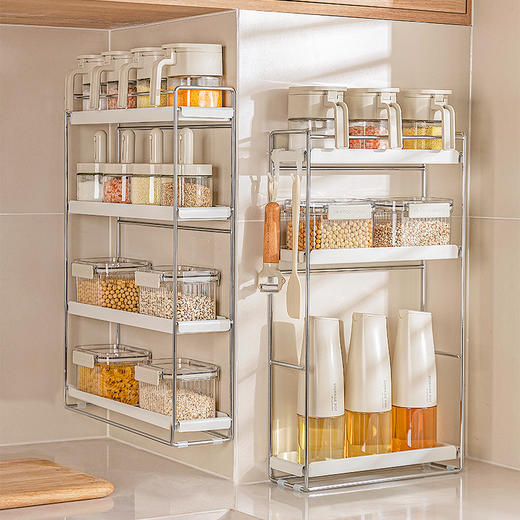 摩登主妇厨房置物架壁挂免打孔调料架多功能盐调味罐调料品收纳架 商品图4