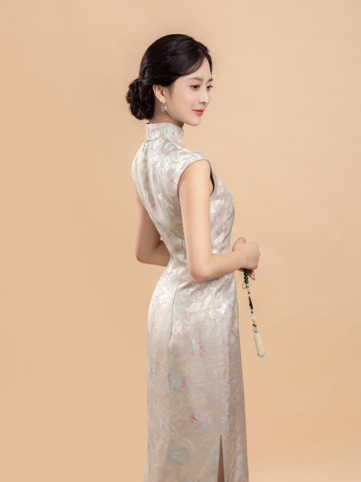 荷言GL 才子佳人 仿罗人丝织金提花初秋传统包袖旗袍新中式 商品图3