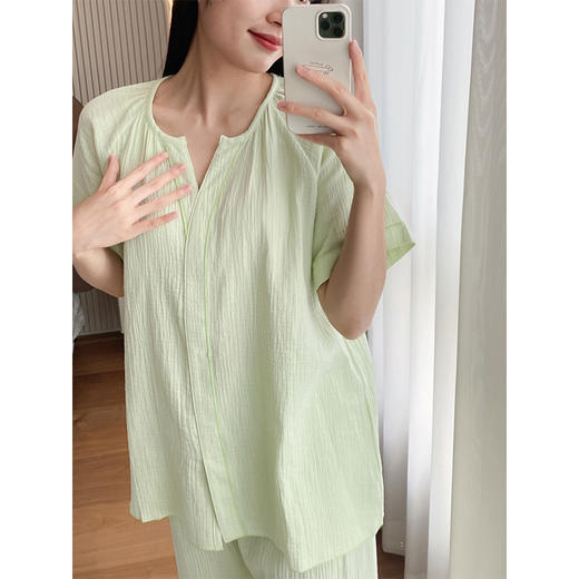 【贝拉自留款】绉布短袖长裤套装 轻盈柔软 不黏肌肤 水洗后更柔软 商品图7