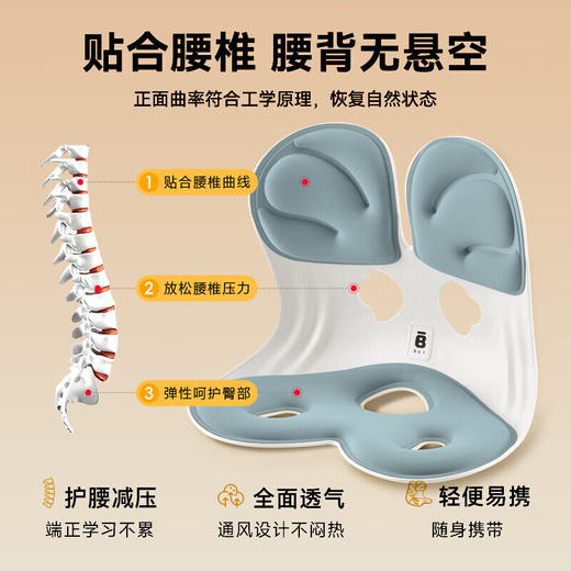 BKT 人体工学护腰坐姿椅 加大版 海雾蓝（带坐套） 商品图1