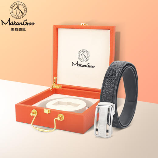 美都袋鼠/MDKANGROO 高端鳄鱼骨皮男士皮带礼盒装MDE317AM319-DA-M5 商品图0
