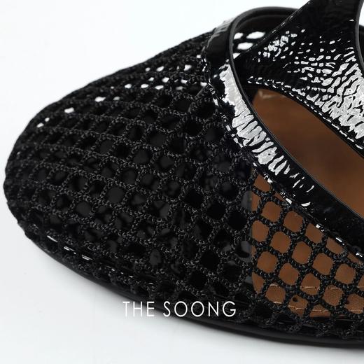 THESOONG"羊皮网面鞋"经典镂空透气渔网包头平底拖鞋HWXZ7111 商品图2