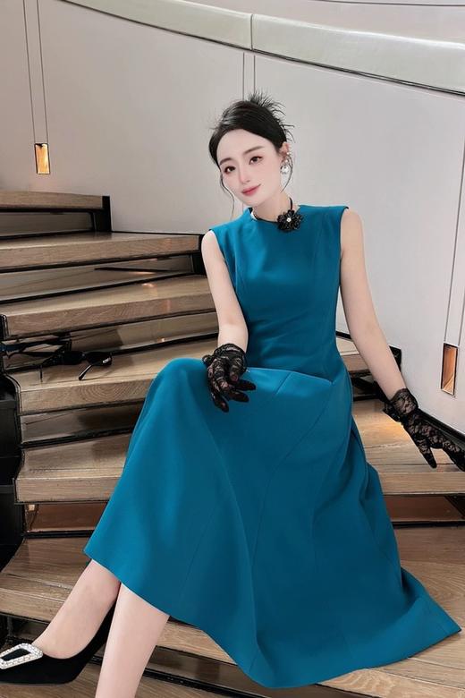 ELLA JADE 藏蓝色收腰无袖醋酸连衣裙 20332 商品图1