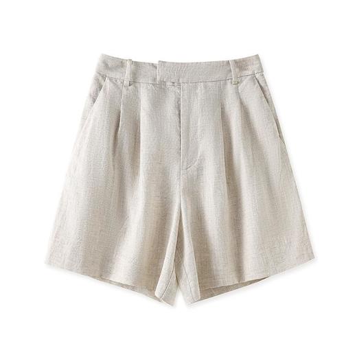 「高货wl」全新升级【铂金会员220/天猫289/差价69】(42649)洛诗琳轻奢亚麻短裤2025夏季宽松阔腿直筒休闲五分西裤女 商品图4