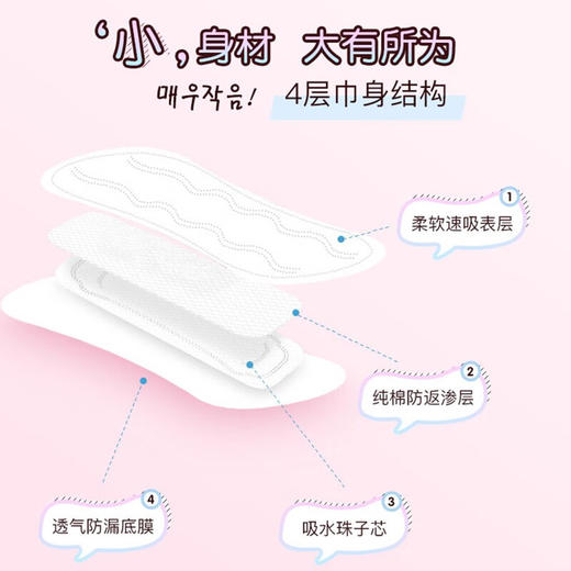 【2包装】Eunjee恩芝韩国进口绵柔无护翼姨妈巾迷你型日用卫生巾190mm*18片/包 商品图5