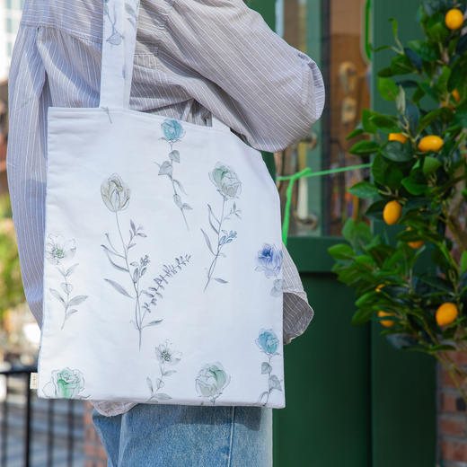 手绘玫瑰帆布手提袋环保购物袋买菜布袋子折叠便携结实耐用单肩包 商品图2