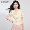 【专属特价】熙世界纯棉花边蕾丝V领衬衫女短袖高级感镂空短款上衣2025夏新款 商品缩略图0