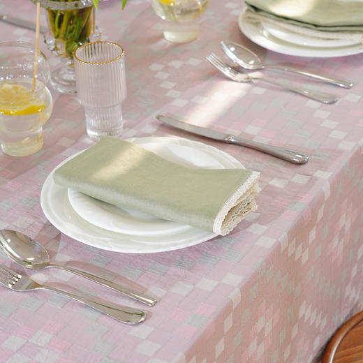 马卡龙棋盘格纹系列桌布茶几餐桌轻奢棉高级感长方形氛围感法式复古结婚定制 商品图3