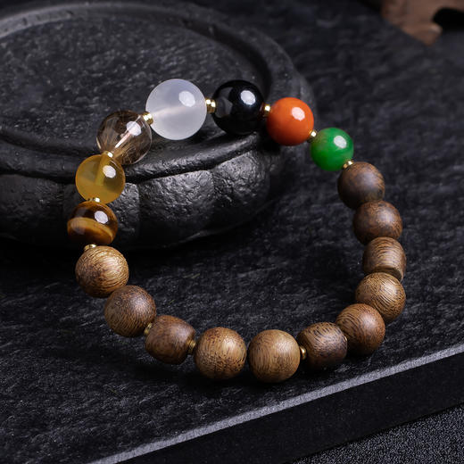 XY0379沉香+月光石多宝手串 商品图7