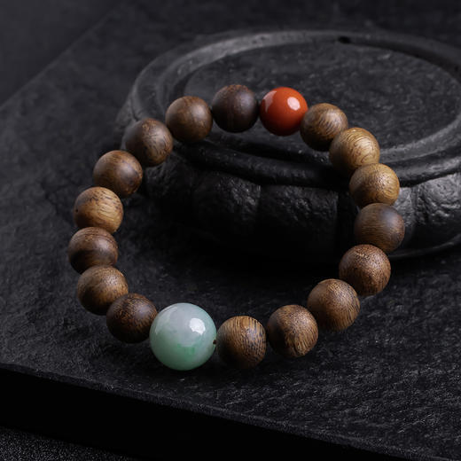 XY0319沉香+翡翠南红手串 商品图4
