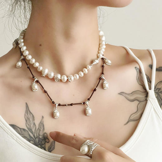 lost in echo2025夏季新款手工编绳度假异域多元素吊坠珍珠项链女 商品图4