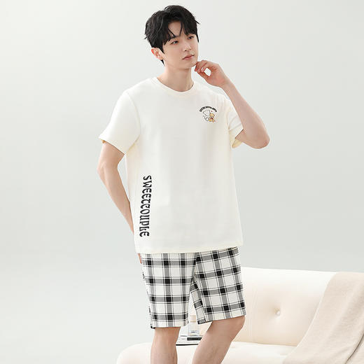【新款男士睡衣套装！卡通设计可外穿】夏季新款男士睡衣 拉架仿棉短袖短裤 圆领卡通可外穿家居服套装-QQ 商品图6