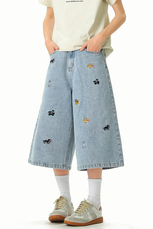 【YW】无忧购男士宽松阔腿复古牛仔七分短裤535（截单后3-5天发货) 商品图3