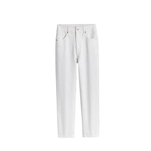 「自」全新升级【铂金会员165/天猫219/差价54】(35148)洛诗琳2025四面弹白色休闲百搭直筒裤烟管高腰显瘦牛仔裤 商品图4