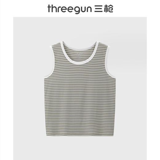 三枪彩条罗纹宽松女背心 T30004A01 商品图1