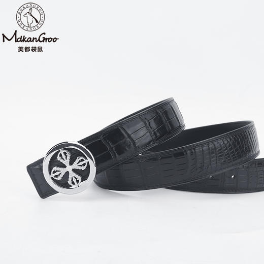 美都袋鼠/MDKANGROO 高端鳄鱼肚皮男士皮带礼盒装MDE316AM318-BA-M4 商品图3