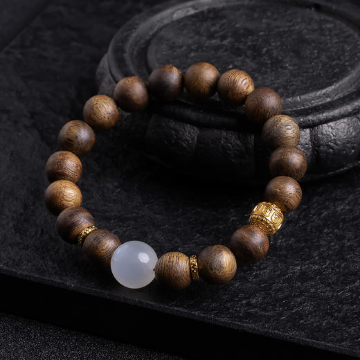 XY0380沉香+月光石素雅手串 商品图5