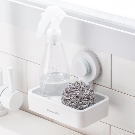 茶花 肥皂盒 香皂盒肥皂架 吸壁式免打孔无痕肥皂架壁挂式 白色 1只装 商品图2