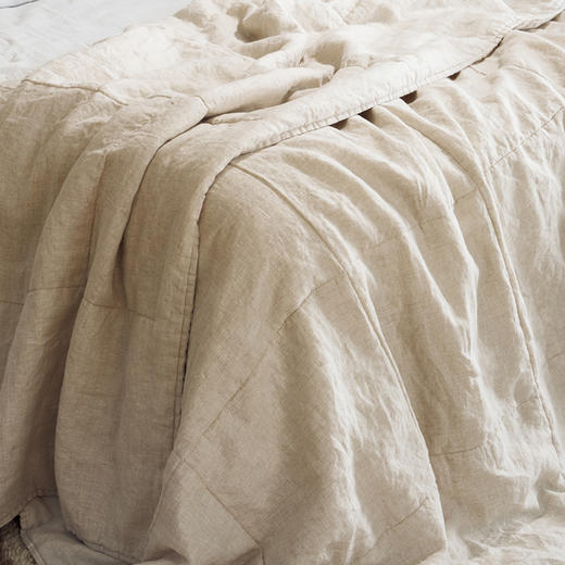 伽罗生活可水洗纯色宽格亚麻被子法国雨露麻夏凉被空调被薄被盖毯 商品图3
