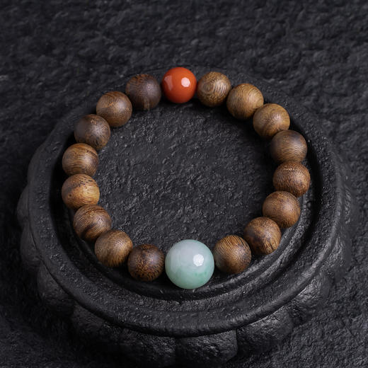 XY0319沉香+翡翠南红手串 商品图7